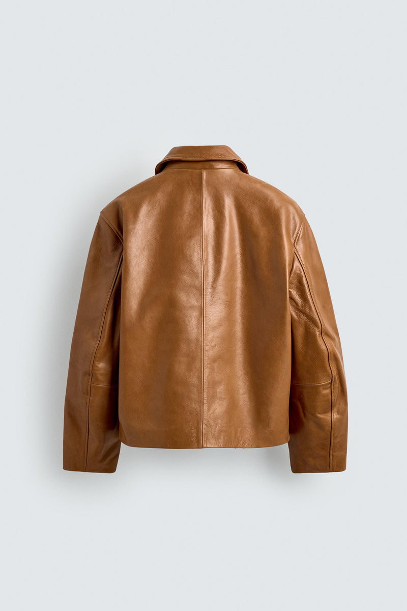 Cazadora Regular Fit Piel Zara