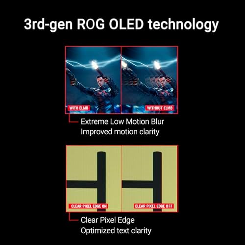 ASUS ROG Strix 27” OLED Gaming Monitor (XG27AQDMGR) - 27-inch (26.5-inch viewable) 1440p TrueBlack Glossy, 240 Hz, Neo Proximity Sensor, OLED Care Pro, ELMB, DisplayWidget Center