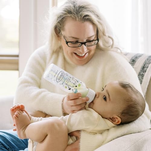 Dr. Brown's Natural Flow Anti-Colic Options+ Narrow Baby Bottle, Frog and Pig, 8 oz/250 mL, with Level 1 Slow Flow Nipple, BPA-Free, 0m+, 2-Pack