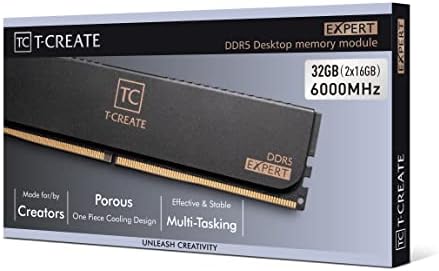 TEAMGROUP T-Create Expert Overclocking 10L DDR5 32GB Kit (2 x 16GB) 6000MHz (PC5-48000) CL38 Intel XMP 3.0 & AMD EXPO Compatible Desktop Memory Module Ram - CTCED532G6000HC38ADC01