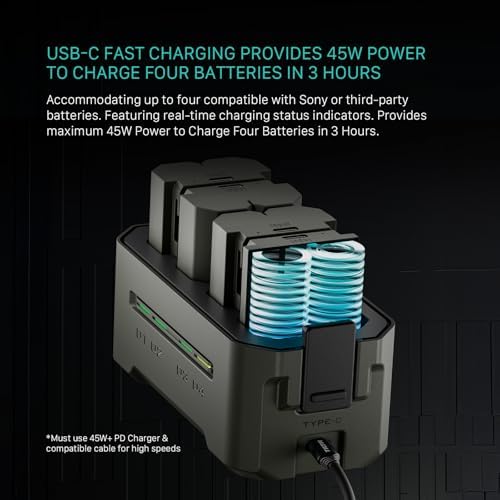 Tilta NP-FZ100 Portable Charging Station | Works with FX3, FX30, FX2, ZV-E1, FX30B, A7S III, A7S II, A7 IV, A7 III, A7R V, A7R IV, A7C II, A7C, A9, A9 II, A9 III, A1 II, A6700 | Green