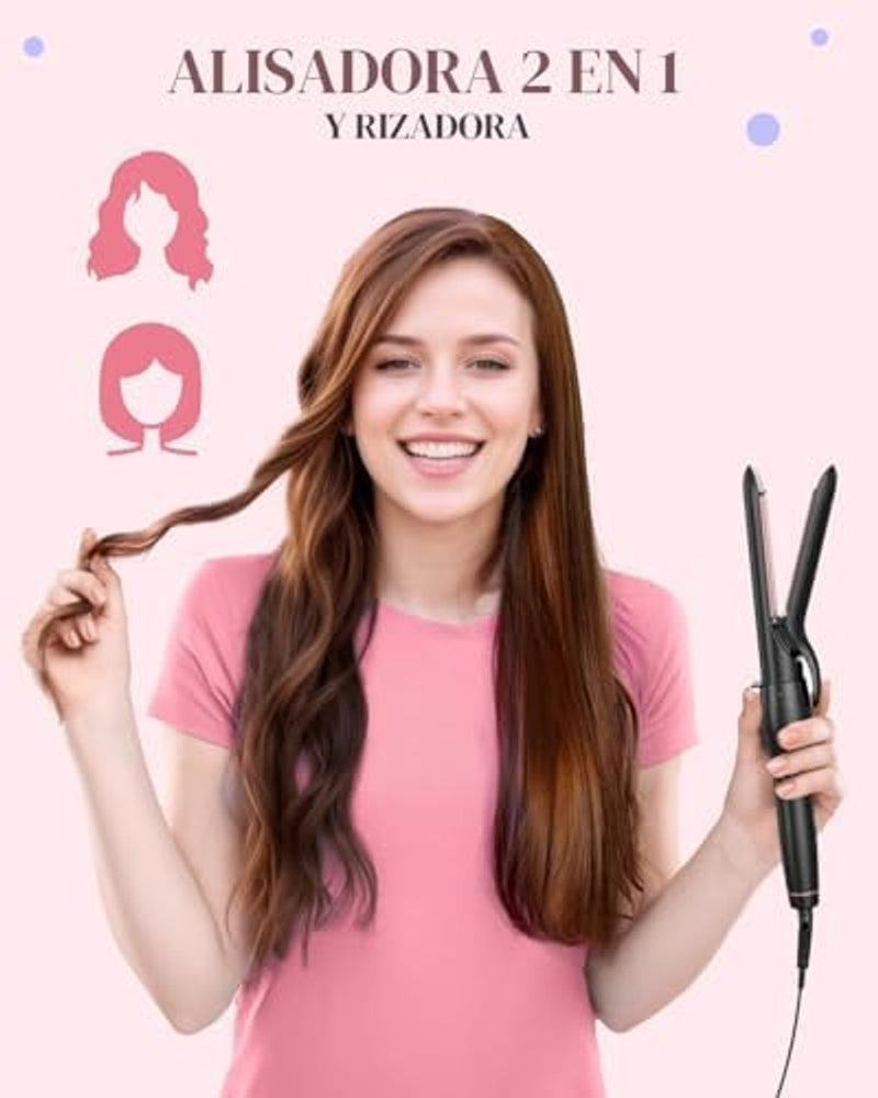 Lopeie Rizador 5 en 1 con cepillo térmico y 4 barriles de cerámica intercambiables (1/2 a 1 1/2 pulgadas), juego de varita rizadora con plancha plana, calentamiento rápido, rizador de pelo de doble voltaje, regalos para mujeres