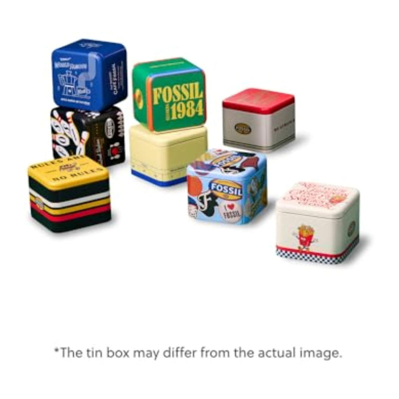 Reloj Fossil Copeland para hombre, acero inoxidable y cuero, movimiento de cuarzo con esfera negra e índices romanos, resistente al agua