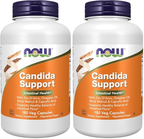 NOW Foods Supplements, Candida Support with Pau D'Arco, Oregano Oil, Black Walnut & Caprylic Acid, 180 Veg Capsules