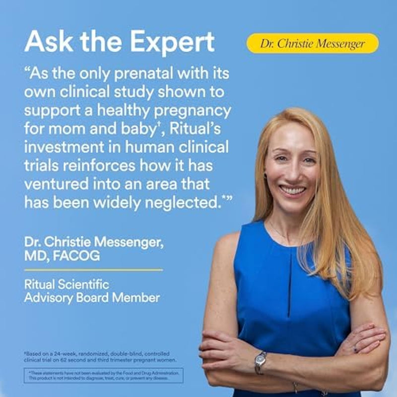 Visita la tienda de Ritual Ritual Multivitamínico Prenatal Esencial para Mujeres: Folato y Colina para Soporte del Tubo Neural, Omega-3 DHA para el Desarrollo del Cerebro Fetal, Hierro, D3 y K2 Auxiliares del Calcio, Sin OGM