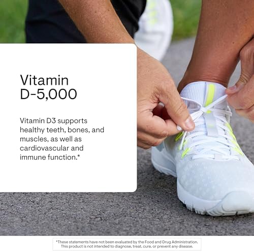 THORNE - Vitamin D-5,000 - Vitamin D3 Supplement - Supports Healthy Bones, Teeth & Muscles, Plus Cardiovascular & Immune Function* - NSF Certified for Sport - Gluten, Dairy & Soy-Free - 60 Capsules
