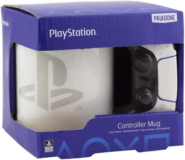 Paladone PlayStation Shaped Ceramic Coffee Mug – Officially Licensed PS5 Novelty Gift Featuring Controller Handle, 480 ml (16 fl oz)