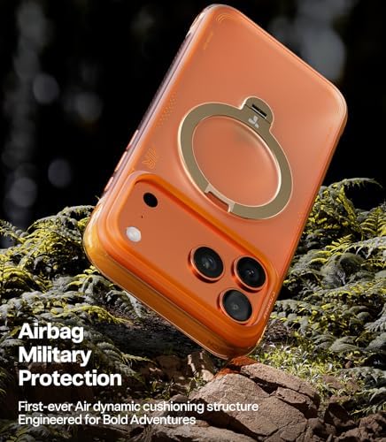TORRAS Ostand Q3 Air for iPhone 17 Pro Max Case with 360 Magnetic Stand, Fit for MagSafe, Mil-Grade Drop Tested, Camera Control Button, Shockproof Phone Case for iPhone 17 Pro Max 6.9", Horizon Orange