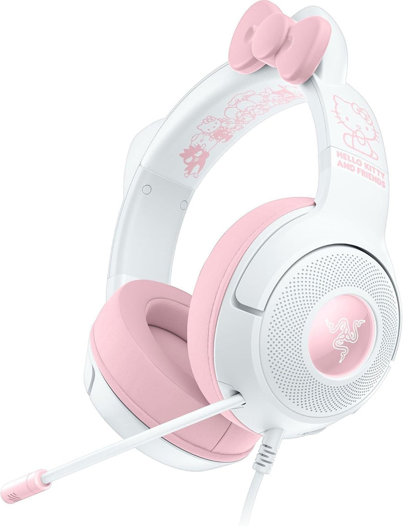 Razer Kraken Kitty V2 USB Wired Headset: Hello Kitty Ears - Chroma RGB Stream Reactive Lighting, HyperClear Cardioid Mic, 7.1 Surround Sound, Triforce 40mm Drivers - Hello Kitty Edition
