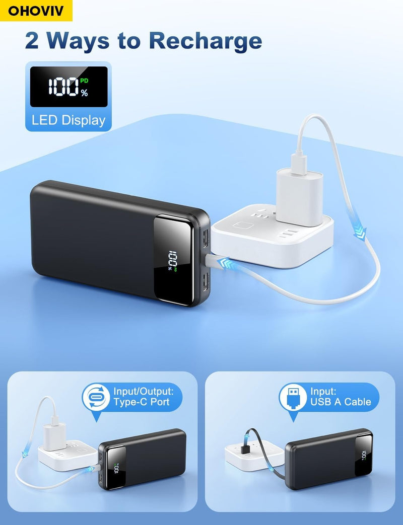 OHOVIV Portable Charger Power Bank 50000mAh,4 Built-in Cables Battery Pack