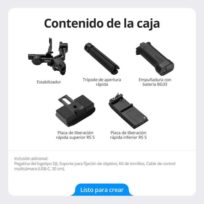 DJI RS 5, Estabilizador de cardán para cámara Canon/Sony/Panasonic/Nikon/Fujifilm, perillas de ajuste fino, bloqueos de eje automatizados de segunda generación, trípode de apertura rápida, nuevo