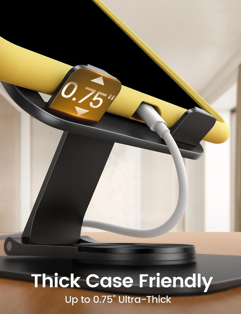 Lamicall Adjustable iPad Stand for Desk, Ultra-Slim Foldable, 360° Rotation