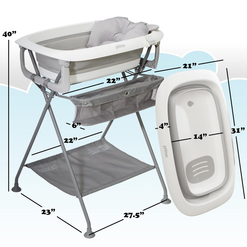 Primo SquishSplash Bañera Plegable con Soporte y Cojín Ergonómico