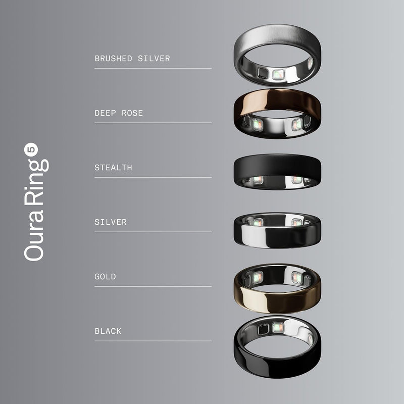 Oura Ring 5 - Anillo Inteligente de Salud y Sueño - Plata Cepillada