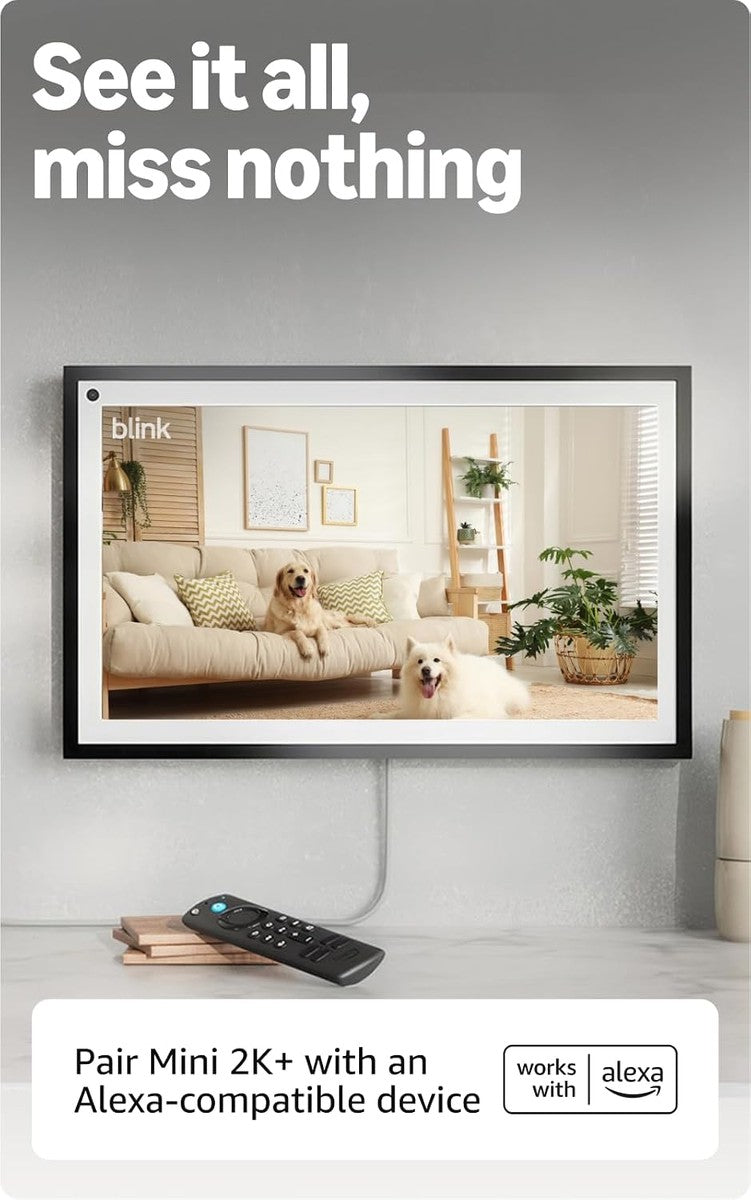 Blink Mini 2K+ (newest model) – Plug-in Home & Pet Indoor Security Camera with 2K video resolution, night vision, enhanced audio, motion detection – 2 cameras (White)