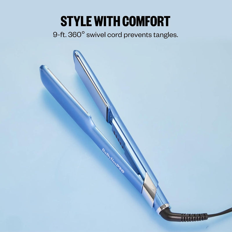BaBylissPRO Nano Titanium Ultra-Sleek Hair Straightener, Flat Iron for All Hair Types✅ El alisador de pelo BaBylissPRO ultra elegante de 1 1/2 pulgadas ✅ Placas de titanio ultrasuaves y duraderas para