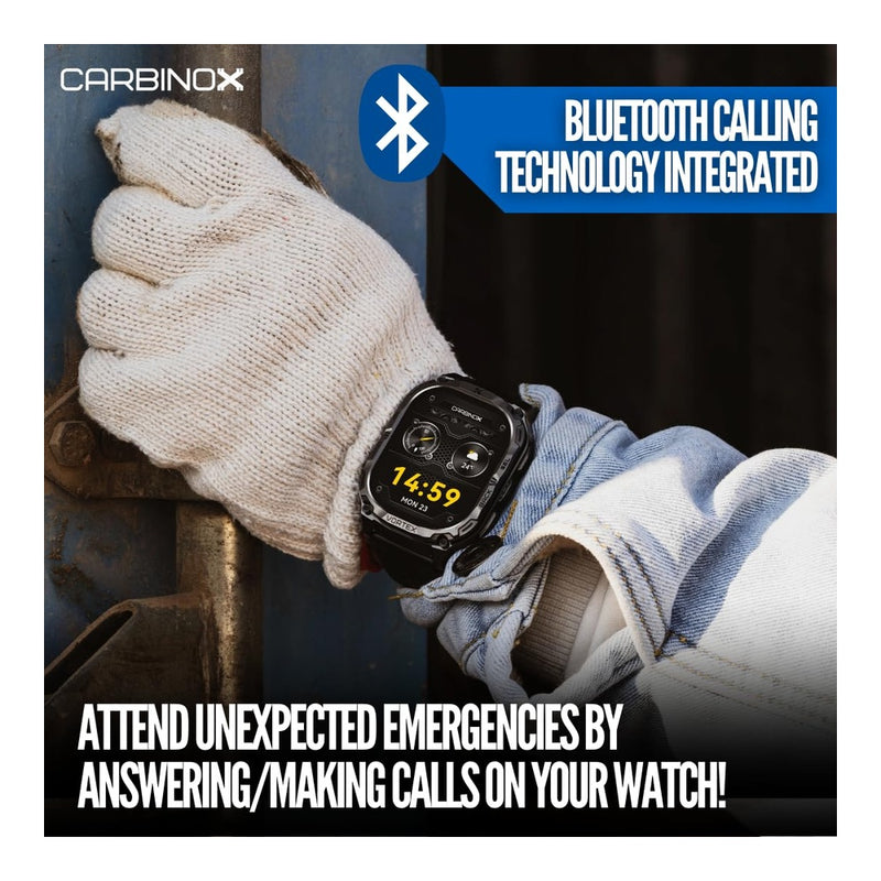 CARBINOX Vortex Smartwatch con función de llamadas, rastreador fitness militar, resistente al agua, diseño deportivo