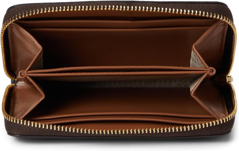 Michael Kors Jet Set Small Zip Around Card Case, Gold-Tone Hardware/Brown/Acorn