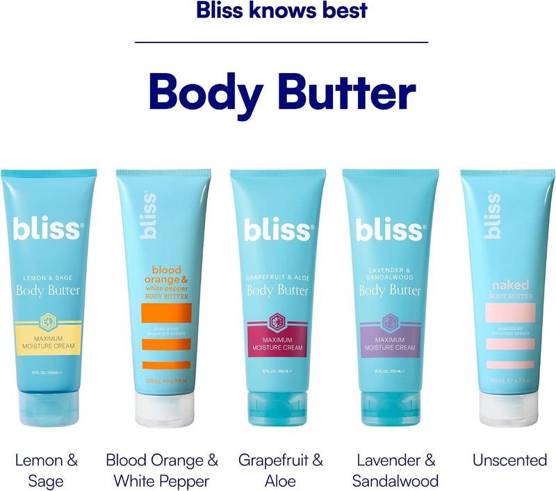 Bliss Mantequilla Corporal de Limón y Salvia - Aroma Icónico con Manteca de Karité y Aceite de Coco para Hidratación Máxima de Larga Duración - Loción Corporal para Piel Suave y Tersa - Vegana y Libre