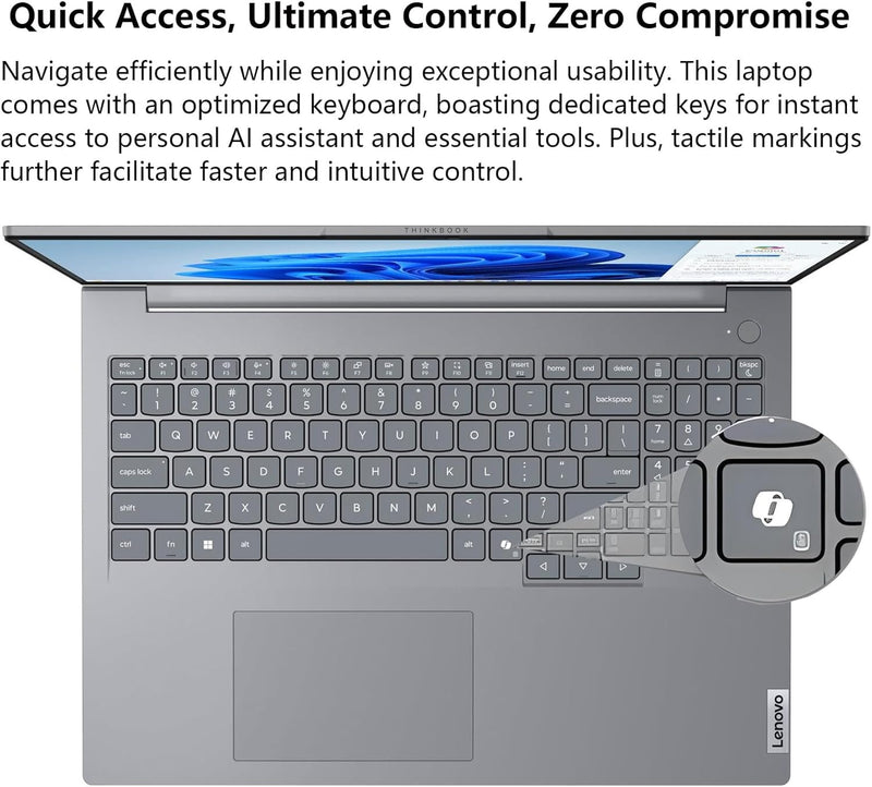Lenovo ThinkBook 16 Gen 8 Business Laptop, 16" WUXGA IPS Display, Intel Core Ultra 7 255H, 32GB DDR5 RAM, 1TB PCIe SSD, Fingerprint Reader, Copilot AI PC Office 365 for Web, Arctic Grey Windows 11 Pro