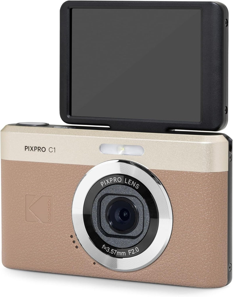 KODAK PIXPRO C1 13MP Compact Digital Camera, 26mm Fixed Lens, Brown