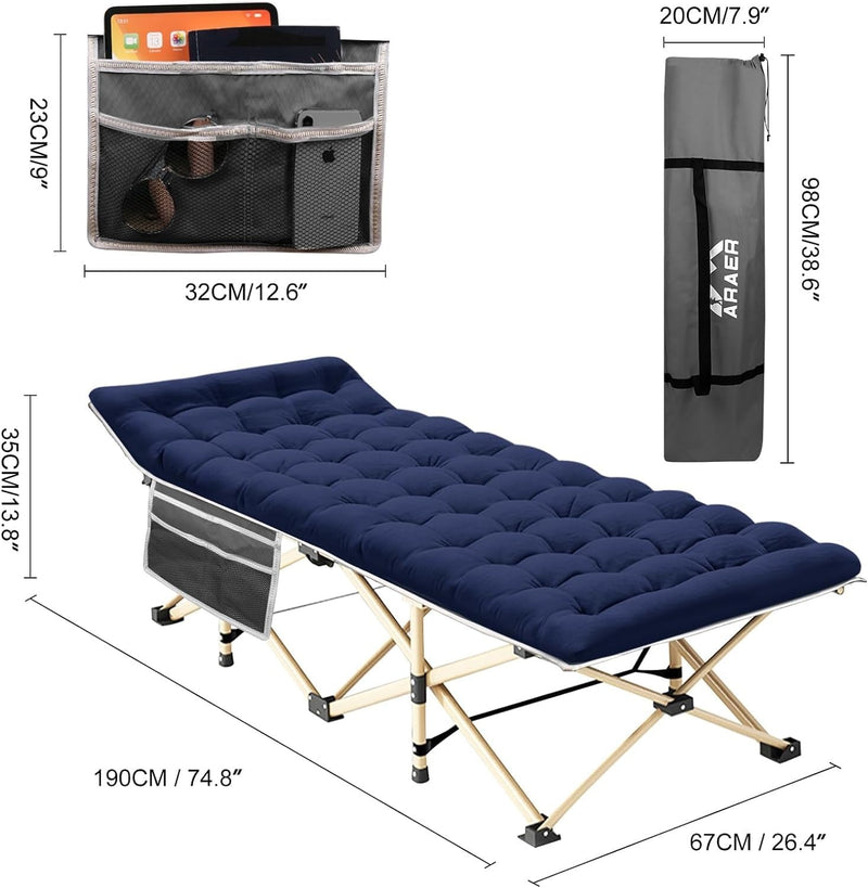 Cama plegable de camping ARAER, 450 libras (carga máxima)