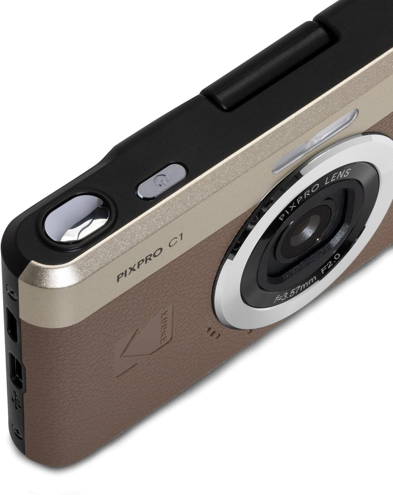 KODAK PIXPRO C1 13MP Compact Digital Camera, 26mm Fixed Lens, Brown