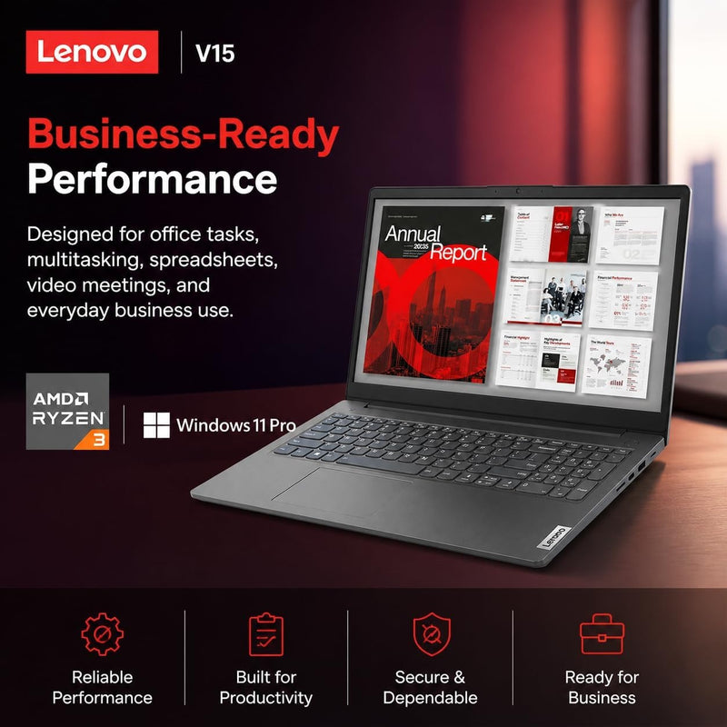 Lenovo New Released 15.6" FHD Business Laptop, AMD Ryzen 3 7320U(Outperforms i7-1065G7) Processor, 16GB DDR5 Ram, 512GB PCIe Storage, Long Battery Life, Wi-Fi 6, Windows 11 Pro with MS365 for Web