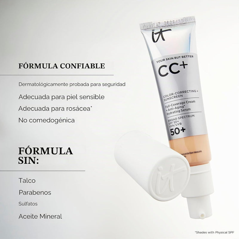 IT Cosmetics CC+ Cream with SPF 50+ Full Coverage Foundation Natural Finish
