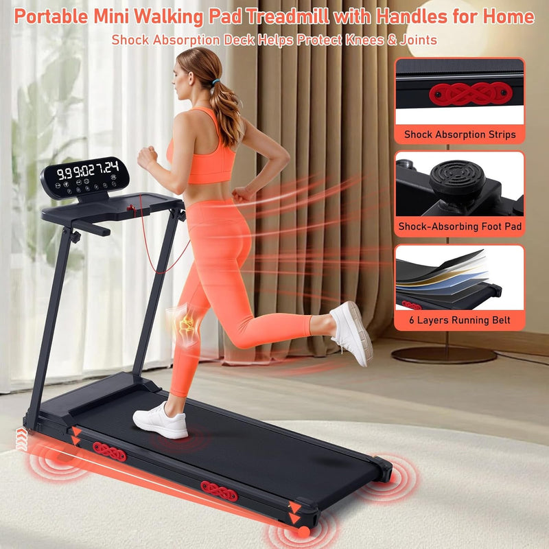MCRG Portable Walking Pad Treadmill with Handle Bar Incline for Home Small