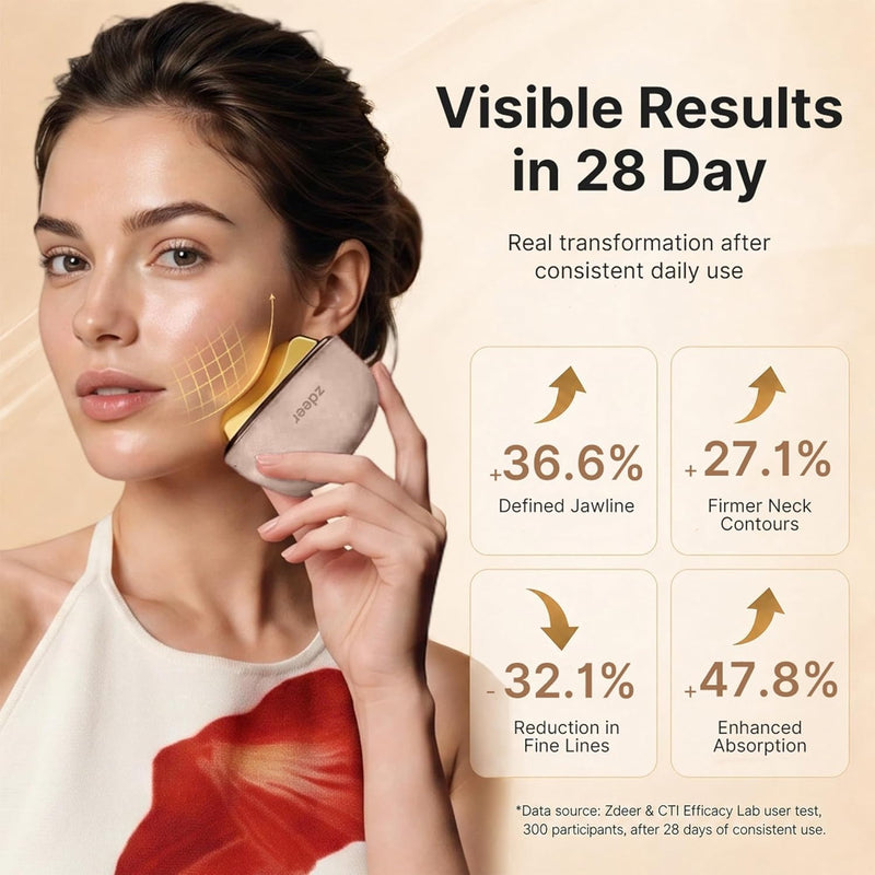 ZDEER GS5 - Herramienta de escultura facial eléctrica de latón Gua Sha con vibración, masajeador facial para mujer, terapia de luz roja LED para cuello y cara, dispositivo de reafirmación de la piel,