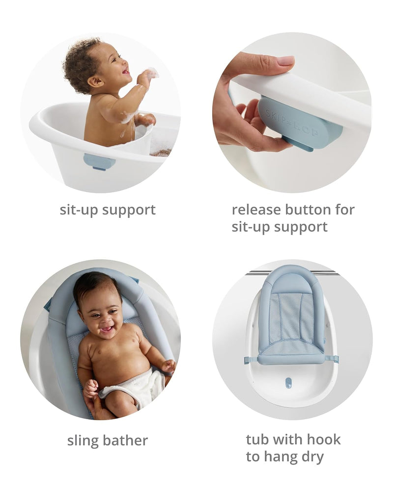 Skip Hop Wave 4 en 1 Grow with Baby Bañera para Bebé con Hamaca y Respaldo