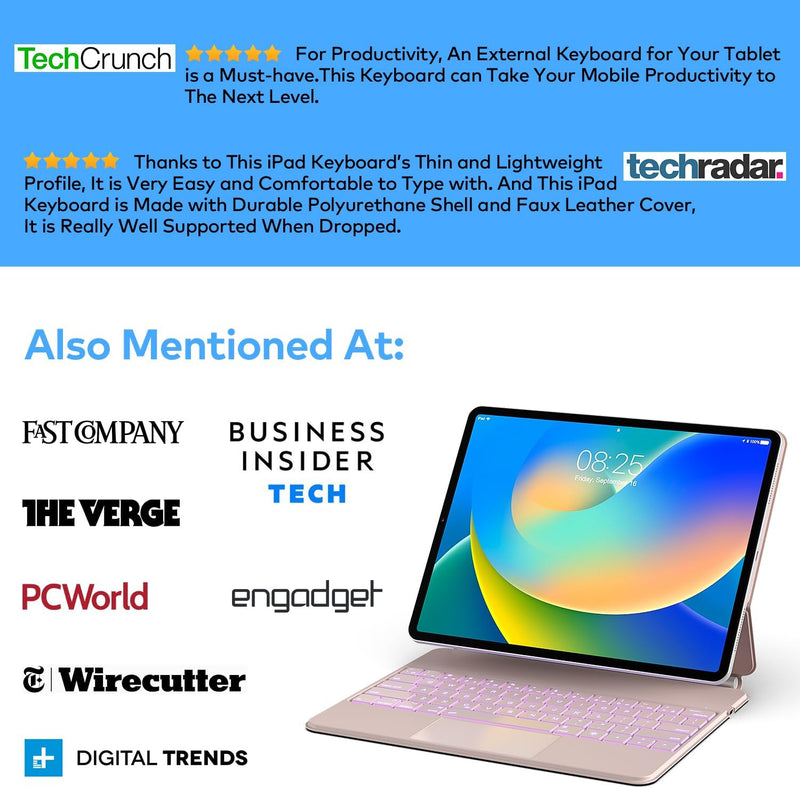 Funda con Teclado runelk para iPad Air 11" (M4/M3/M2) y Pro 11" - Oro Rosa