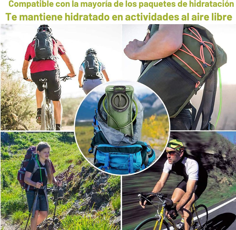 Vejiga de hidratación, vejiga de agua de 1.5-2-3L para mochila de senderismo, bolsa de