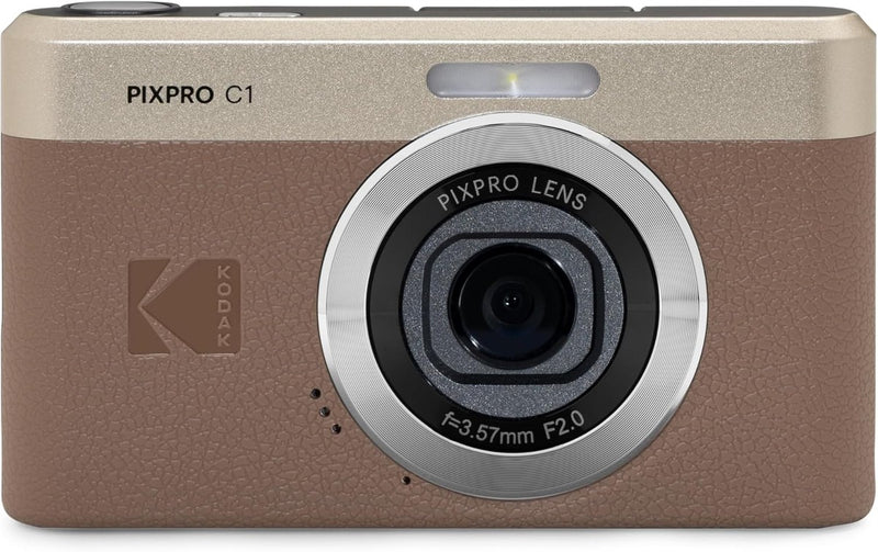 KODAK PIXPRO C1 13MP Compact Digital Camera, 26mm Fixed Lens, Brown