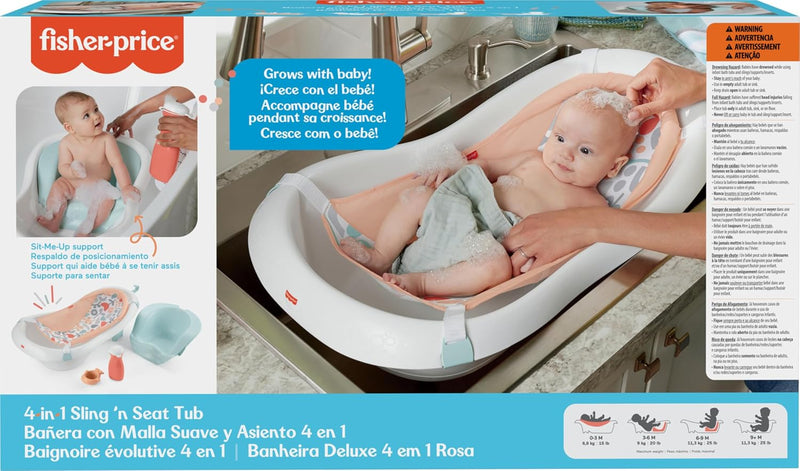 Fisher-Price Sling N Seat 4 en 1 Bañera para Bebé Summer Blossoms Modelo 2