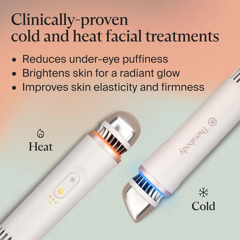 Therabody TheraFace - Varita desinfladora - Tratamiento para el cuidado del frío y el calor de la piel para deshinchar y brillar; varita de belleza, rodillo facial y masajeador de ojos para hinchazón