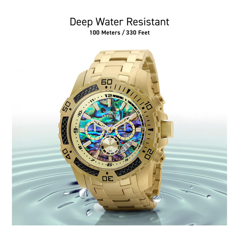 Reloj Invicta Pro Diver Scuba para hombre, diseño dorado, cronógrafo de cuarzo japonés, resistente al agua