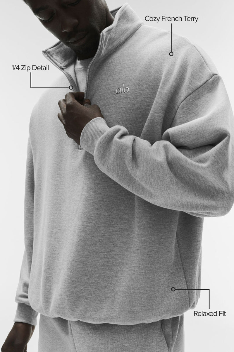 Alo Yoga Accolade 1/4 Zip Pullover - Athletic Heather Grey – unaluka