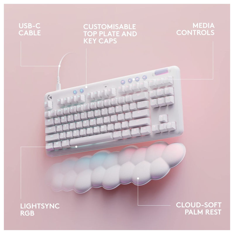 Teclado mecánico Logitech G 713 con cable e iluminación RGB LIGHTSYNC, interruptores táctiles GX marrón, reposamanos cómodo, compatible con PC y Mac