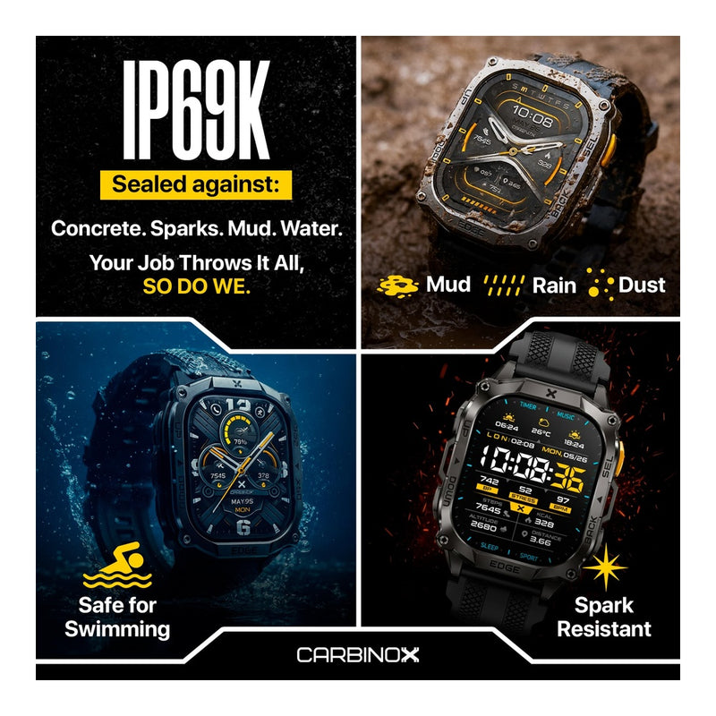 Smartwatch CARBINOX Edge con AMOLED, Bluetooth, resistente al agua, GPS y llamadas para Android e iOS