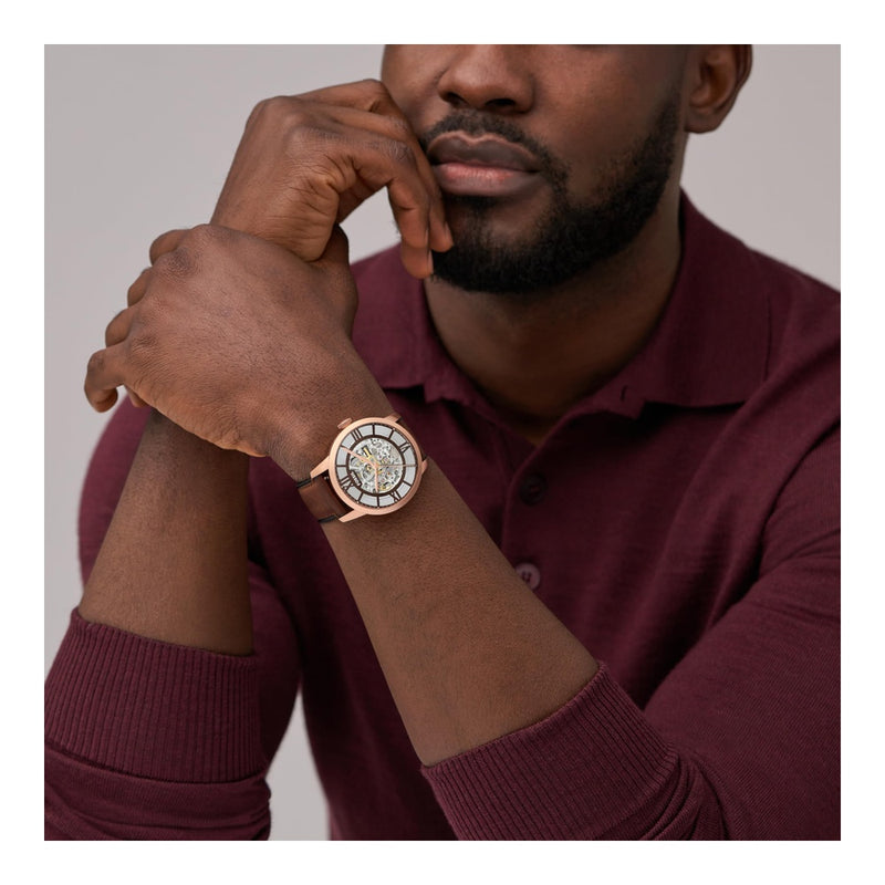 Reloj Fossil Townsman Automático de acero inoxidable y cuero, estilo esqueleto, resistente al agua hasta 50 metros