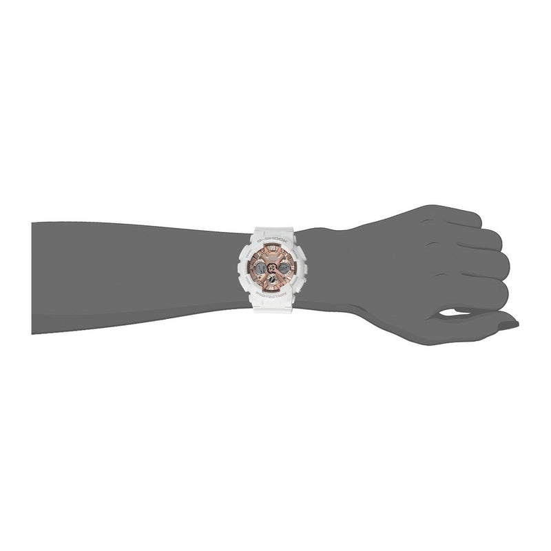 Reloj Casio G-Shock Blanco y Oro Rosa - Resistente al Agua y Golpes, Ideal para Mujer, Modelo GMS-S120MF-7A2CR