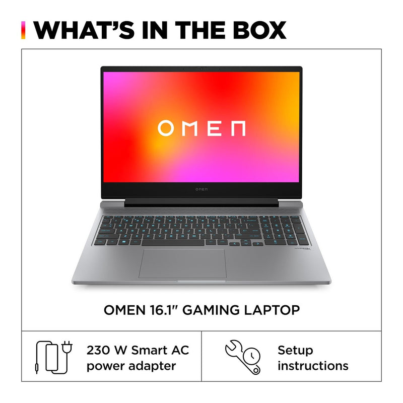 HP OMEN - Laptop de 16 pulgadas, FHD 144 Hz, Intel i7-14700HX, 16 GB RAM, 512 GB SSD, NVIDIA RTX 4060 (8 GB dedicado), Win 11, 16-ae0009nr (2024)