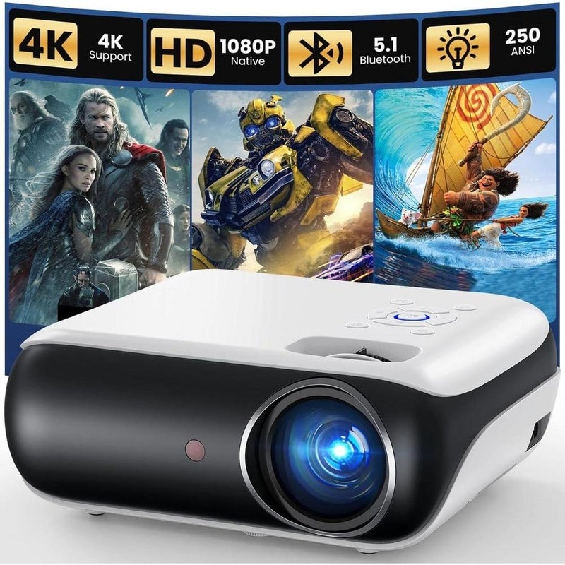 Proyector Mini Bluetooth 1080P Full HD portátil para exterio