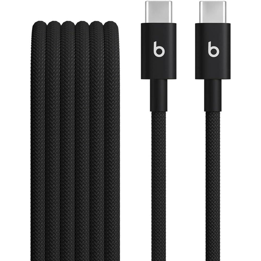 Beats Cable USB-C a USB-C Tejido de Carga Rápida, Durable, Compatible con Apple y Android, Color Negro Perno