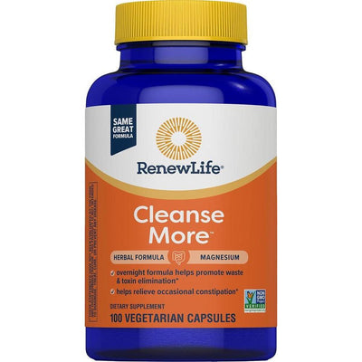 Renew Life Cleanse More Detox, fórmula herbal para la regularidad, sin gluten, lácteos ni soja, 100 cápsulas vegetarianas