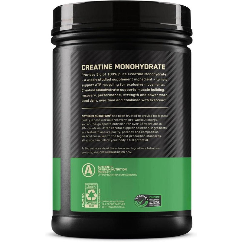 Optimum Nutrition Creatina Micronizada Monohidrato en Polvo sin Sabor, Amigable con Dieta Keto, 240 Porciones