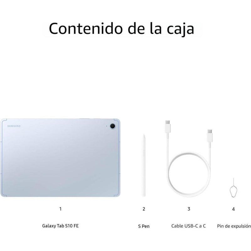 Samsung Galaxy Tab S10 FE Tablet Android 128GB WiFi Pantalla Grande Batería Duradera Resistente al Agua con S Pen Azul