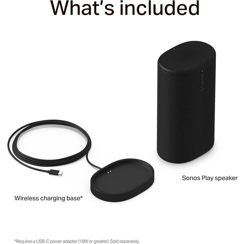 Sonos Play Altavoz Bluetooth portátil con WiFi y Alexa, batería de larga duración y resistente al agua, incluye base de carga